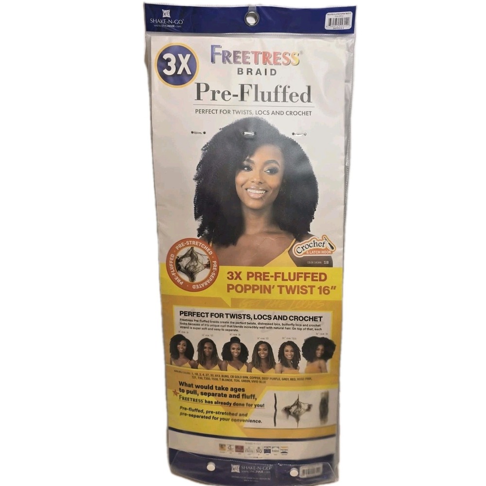 FreeTress Braid‎ 3X Pre-Fluffed Poppin' Twist 16" Color 4 Two Packs NIB